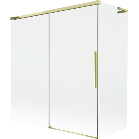 Mexen Rox L dvivėrė vonios pertvara 150 + 70 x 150 cm, permatoma, auksinė - 8C9L-150-070-50-00