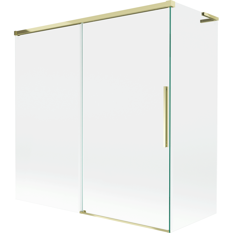Mexen Rox L vonios ekranas, 2-jų skyrių stumdomas 160 + 70 x 150 cm, skaidrus, auksinis - 8C9L-160-070-50-00