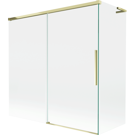 Mexen Rox L vonios ekranas, 2-jų skyrių stumdomas 160 + 70 x 150 cm, skaidrus, auksinis - 8C9L-160-070-50-00