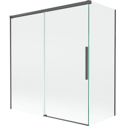 Mexen Rox dviejų dalių stumdomas vonios skydas 150 + 70 x 150 cm, skaidrus, šešėlyje pilka šlifuota - 8C9-150-070-66-00