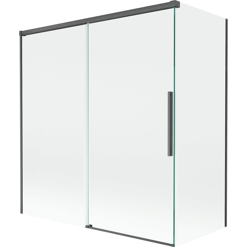 Mexen Rox dviejų dalių stumdomas vonios skydas 150 + 70 x 150 cm, skaidrus, šešėlyje pilka šlifuota - 8C9-150-070-66-00