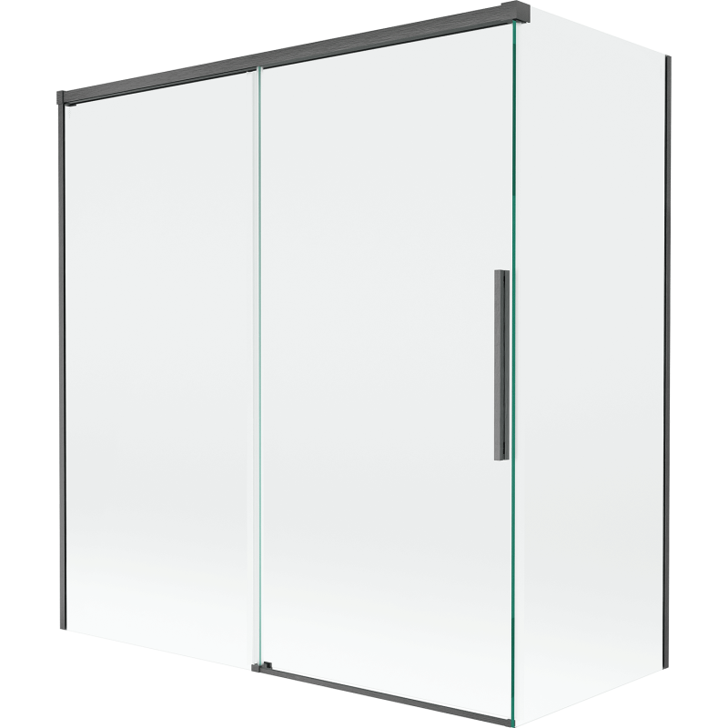 Mexen Rox dvisparnė stumdomoji dušo sienelė 150 + 70 x 150 cm, skaidri, šlifuota pilka - 8C9-150-070-66-00