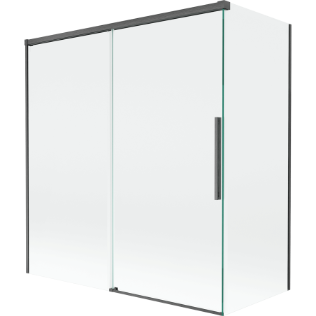 Mexen Rox dviejų dalių stumdomas vonios skydas 150 + 70 x 150 cm, skaidrus, šešėlyje pilka šlifuota - 8C9-150-070-66-00