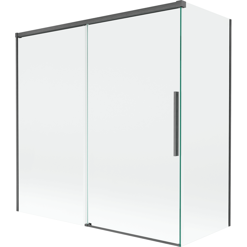 Mexen Rox dušo sienelė 2-durų stumdoma 160 + 75 x 150 cm, permatoma, gun metal šepečiuota - 8C9-160-075-66-00