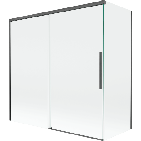 Mexen Rox dušo sienelė 2-durų stumdoma 160 + 75 x 150 cm, permatoma, gun metal šepečiuota - 8C9-160-075-66-00