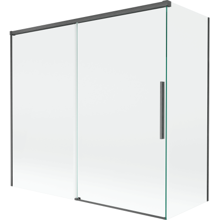 Mexen Rox vonios ekranas 2 durų slankiojančios 170 + 75 x 150 cm, skaidrus, šešėlio pilka šlifuota - 8C9-170-075-66-00