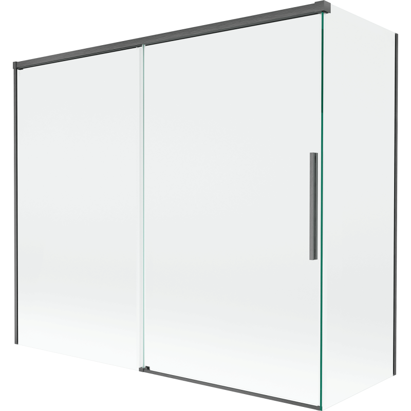 Mexen Rox dviguba vonios pertvara 2 dalių stumdoma 180 + 80 x 150 cm, skaidri, ginklų pilka šlifuota - 8C9-180-080-66-00