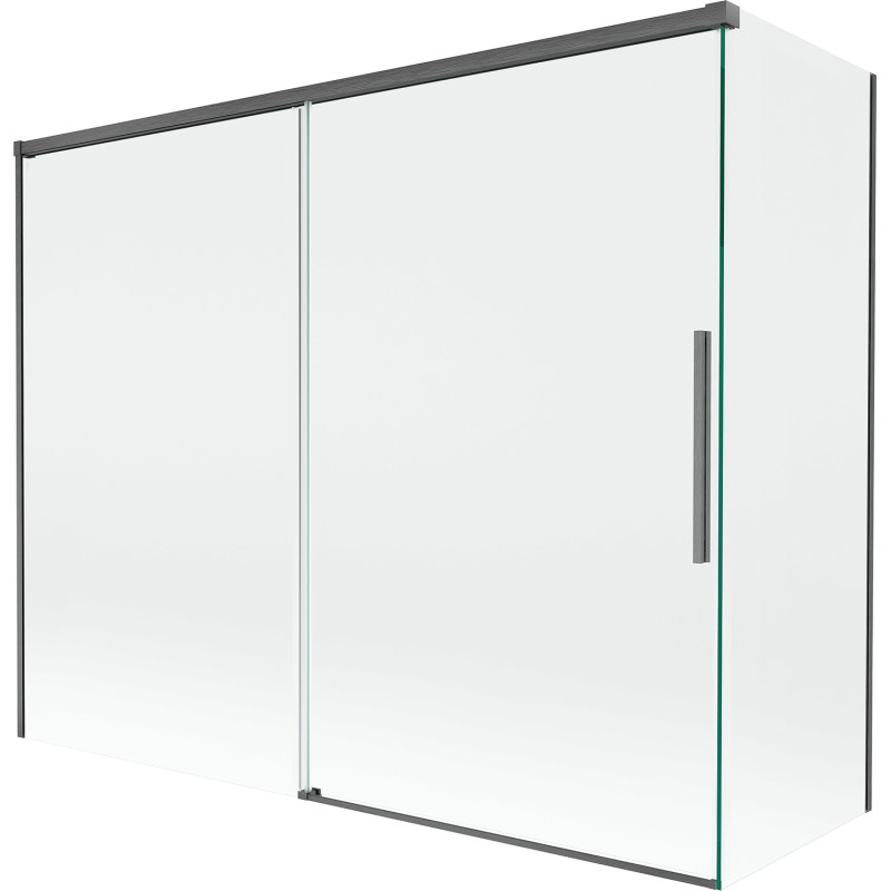 Mexen Rox dviejų dalių, slankiojanti vonios pertvara 190 + 90 x 150 cm, skaidri, šlifuota pilka - 8C9-190-090-66-00