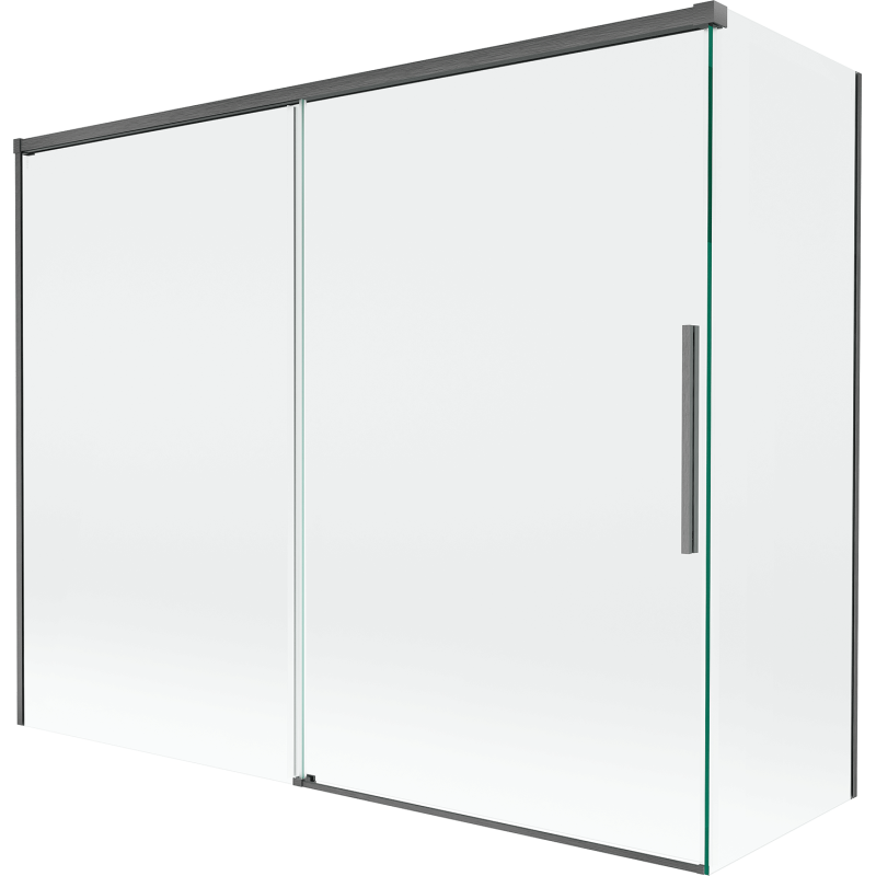 Mexen Rox dviejų sparnų stumdomos dušo durys 190 + 90 x 150 cm, skaidrios, šlifuotas gun metal - 8C9-190-090-66-00