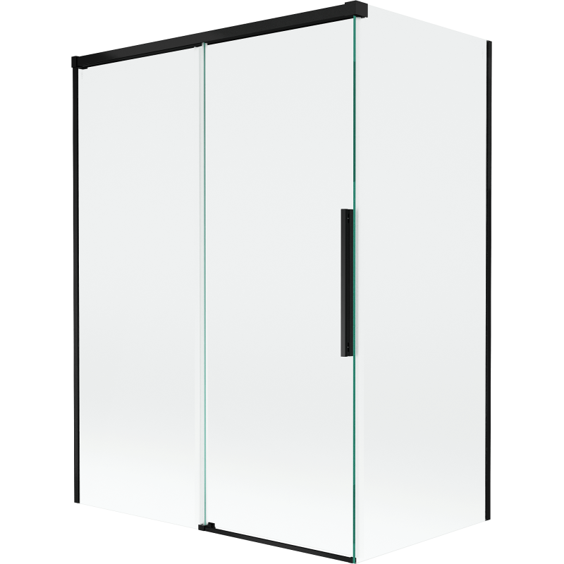 Mexen Rox 2-jų dalių stumdomas dušo ekranas 120 + 70 x 150 cm, skaidrus, juodas - 8C9-120-070-70-00
