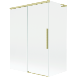 Mexen Rox L 2-varčių stumdomos vonios sienelės 120 + 70 x 150 cm, skaidrios, šlifuotas auksas - 8C9L-120-070-55-00