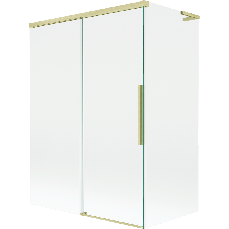 Mexen Rox L vonios pertvara, dviejų dalių stumdomos durys 120 + 70 x 150 cm, skaidri, auksinė šlifuota - 8C9L-120-070-55-00