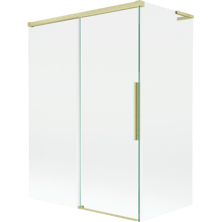 Mexen Rox L vonios pertvara, dviejų dalių stumdomos durys 120 + 70 x 150 cm, skaidri, auksinė šlifuota - 8C9L-120-070-55-00