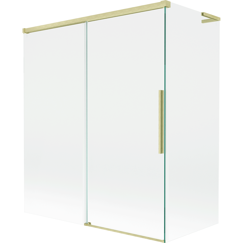 Mexen Rox L vonios pertvara, dviejų skyrių slankiojanti 140 + 70 x 150 cm, skaidri, auksinė šlifuota - 8C9L-140-070-55-00