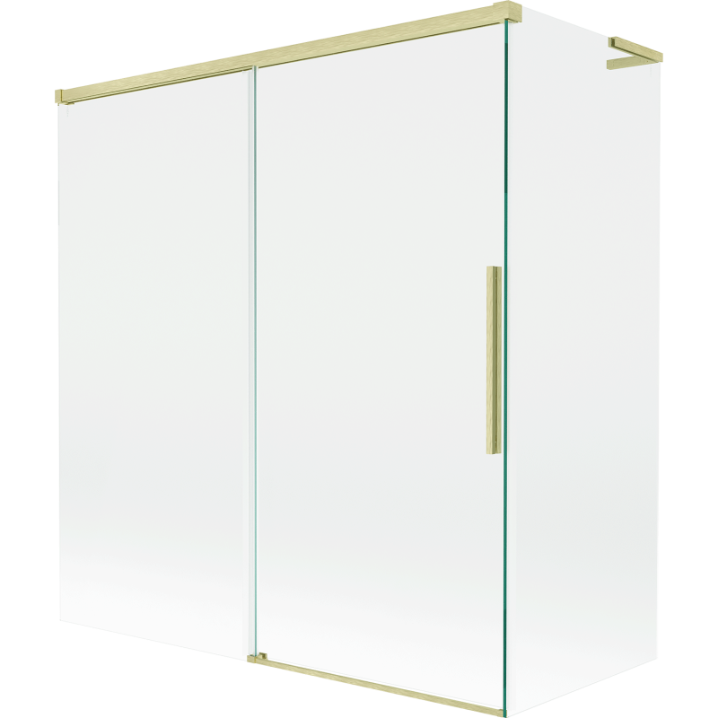 Mexen Rox L vonios uždangalas, dviejų durų, slankus, 150 + 70 x 150 cm, permatomas, matinio aukso - 8C9L-150-070-55-00