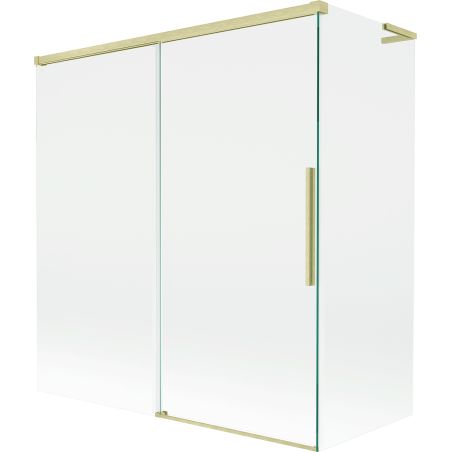 Mexen Rox L vonios uždangalas, dviejų durų, slankus, 150 + 70 x 150 cm, permatomas, matinio aukso - 8C9L-150-070-55-00