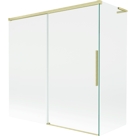 Mexen Rox L vonios pertvara, 2-jų sparnų stumdomoji 160 + 70 x 150 cm, permatoma, auksinė šlifuota - 8C9L-160-070-55-00