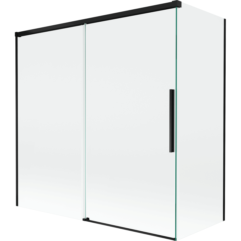 Mexen Rox 2 dalių slankiojančios dušo durys 160 + 75 x 150 cm, skaidrios, juodos - 8C9-160-075-70-00