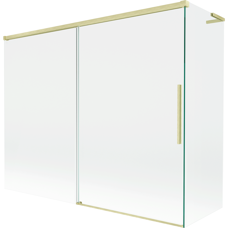 Mexen Rox L dviejų dalių vonios pertvara, ištraukiama 190 + 80 x 150 cm, skaidri, šlifuota aukso spalva - 8C9L-190-080-55-00