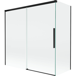Mexen Rox stumdomas dušo ekranas su dviem durimis 160 + 80 x 150 cm, skaidrus, juodas - 8C9-160-080-70-00
