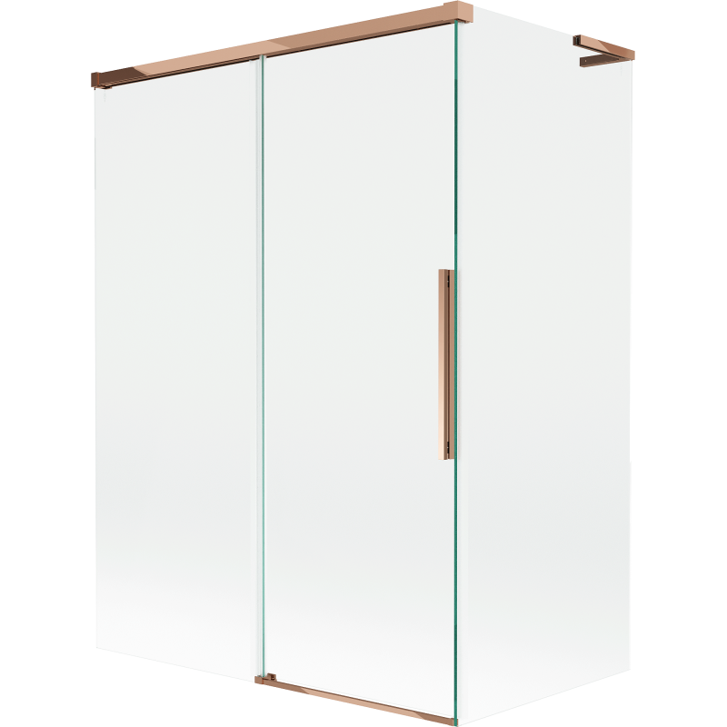 Mexen Rox L vonios ekranas 2-dalių slankiojančios durys 120 + 70 x 150 cm, skaidrus, rausvas auksas - 8C9L-120-070-60-00