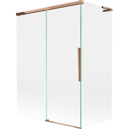 Mexen Rox L 2-dalių stumdomas vonios ekranas 120 + 70 x 150 cm, skaidrus, rožinis auksas - 8C9L-120-070-60-00