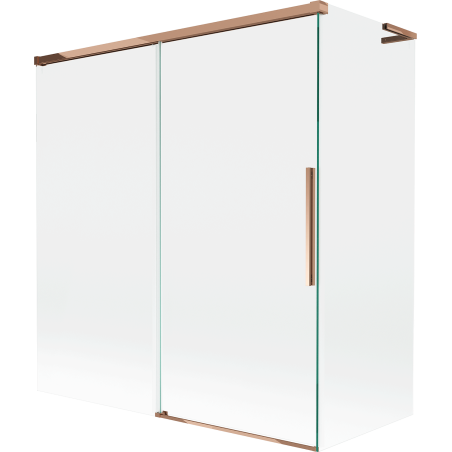 Mexen Rox L vonios sienelė, 2-jų dalių, slankiojanti, 150 + 70 x 150 cm, permatoma, rožinis auksas - 8C9L-150-070-60-00