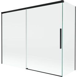 Mexen Rox dviejų varstomų durų vonios ekrano užuolaida, 190 + 80 x 150 cm, skaidrus, juodas - 8C9-190-080-70-00