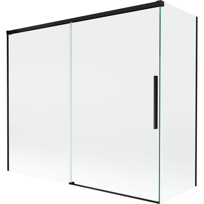 Mexen Rox dviejų dalių stumdomoji dušo pertvara 180 + 90 x 150 cm, skaidri, juoda - 8C9-180-090-70-00