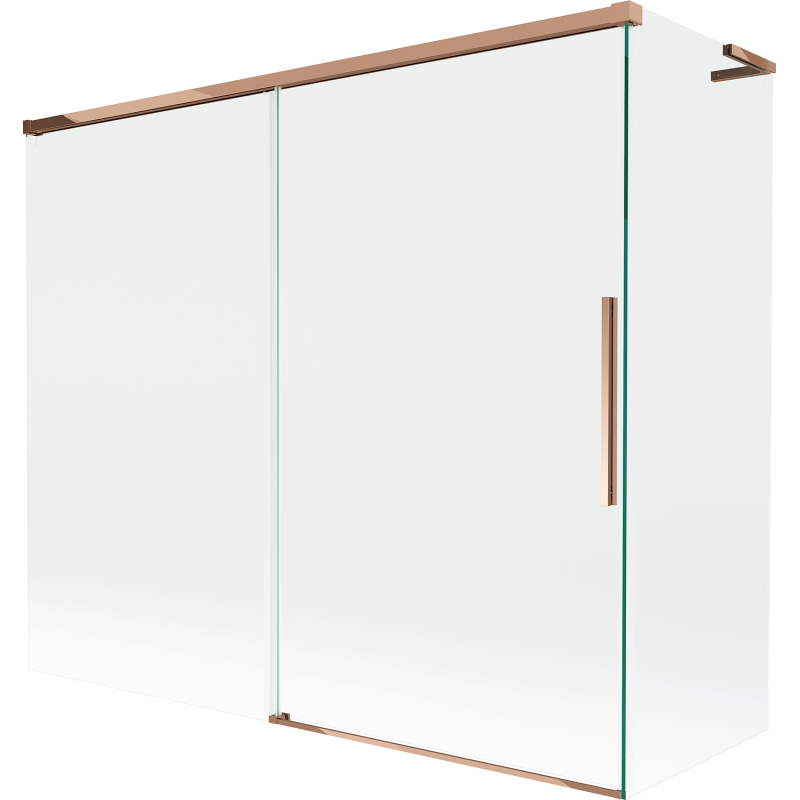 Mexen Rox L vonios sienelė, 2 sparnų, stumdoma, 180 + 90 x 150 cm, permatoma, rožinis auksas - 8C9L-180-090-60-00