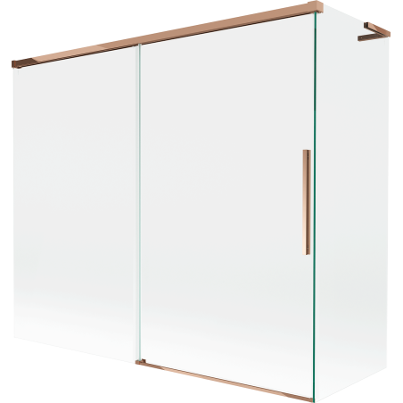 Mexen Rox L vonios sienelė, 2 sparnų, stumdoma, 180 + 90 x 150 cm, permatoma, rožinis auksas - 8C9L-180-090-60-00