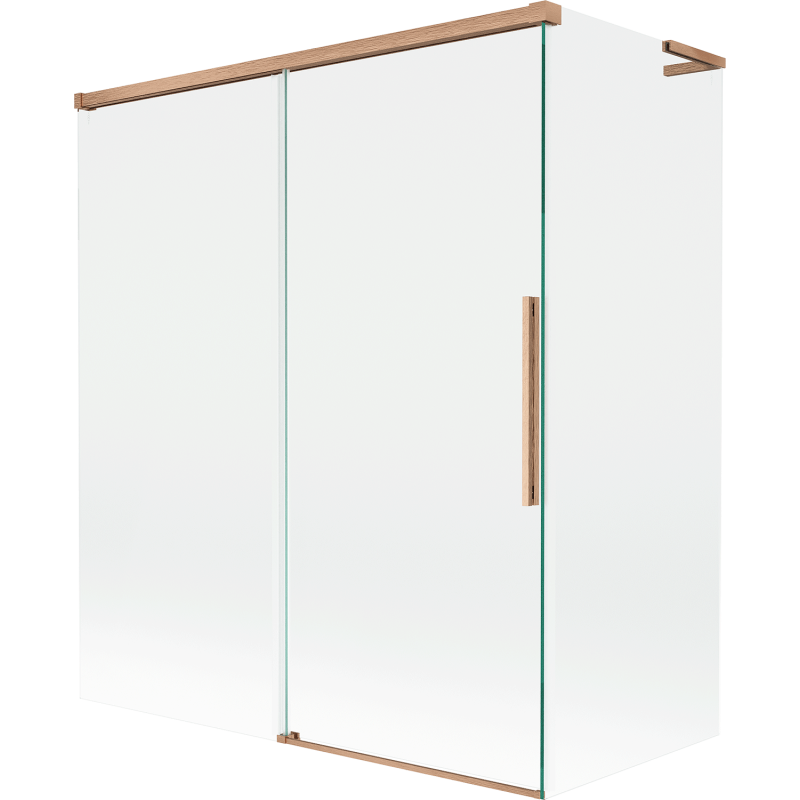 Mexen Rox L vonios ekranas, 2-jų dalių, 140 + 70 x 150 cm, skaidrus, šepečiu poliruota varis - 8C9L-140-070-65-00