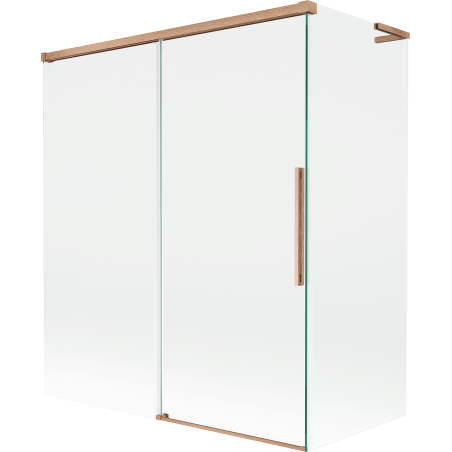 Mexen Rox L vonios ekranas, 2-jų dalių, 140 + 70 x 150 cm, skaidrus, šepečiu poliruota varis - 8C9L-140-070-65-00