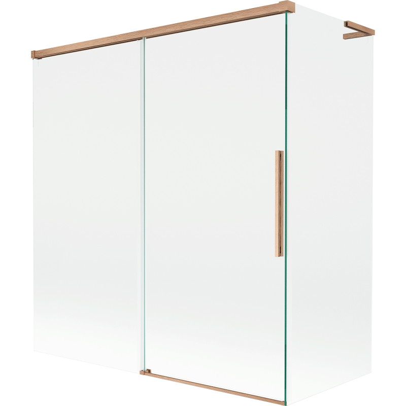 Mexen Rox L voniausias ekranas, 2 sparnai, stumdomas 150 + 70 x 150 cm, skaidrus, šlifuotas varis - 8C9L-150-070-65-00