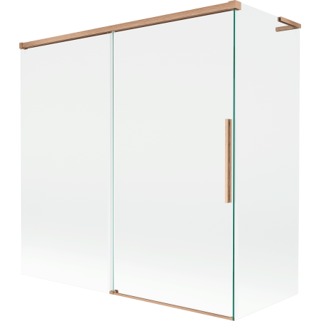 Mexen Rox L vonios užuolaida, dviejų durų, stumdomas 160 + 70 x 150 cm, permatomas, šlifuotas varis - 8C9L-160-070-65-00