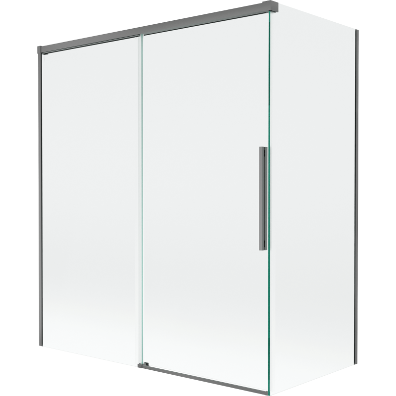Mexen Rox dviejų dalių slankiojantis vonios ekranas, 140 + 70 x 150 cm, skaidrus, gun metal - 8C9-140-070-95-00