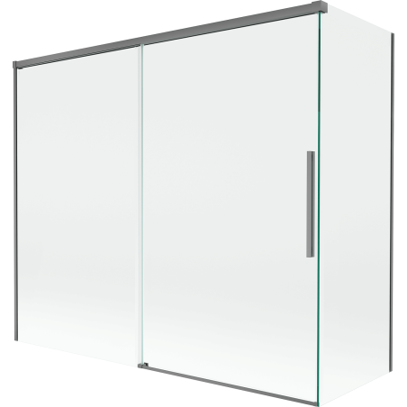 Mexen Rox vonios ekrano dviduris slankiojantis 180 + 80 x 150 cm, skaidrus, tamsaus metalo - 8C9-180-080-95-00