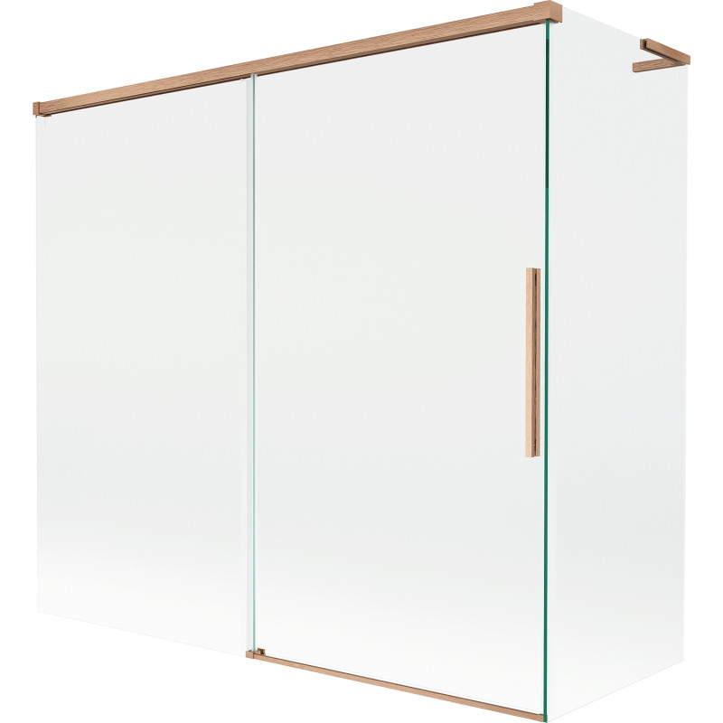 Mexen Rox L dviejų dalių slankiojama maudymosi kabina 170 + 70 x 150 cm, permatoma, šlifuotas varis - 8C9L-170-070-65-00