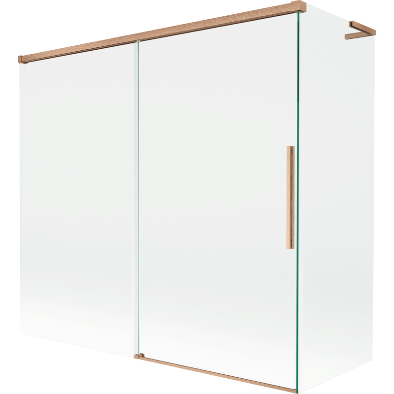 Mexen Rox L vonios ekranas, dviejų dalių slankiojančios durys 170 + 70 x 150 cm, skaidrus, šlifuotas varis - 8C9L-170-070-65-00