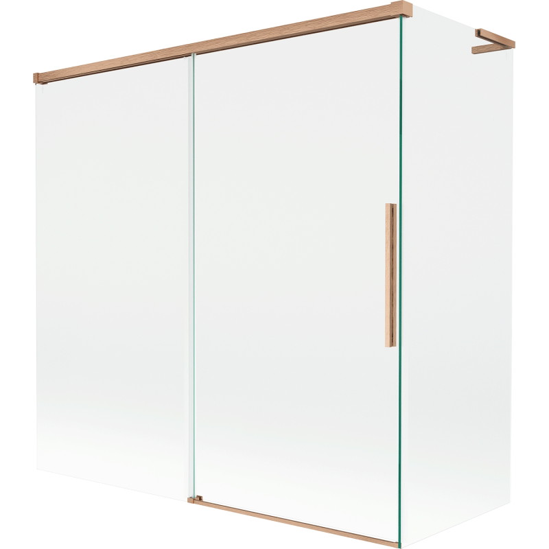Mexen Rox L dviejų dalių stumdomas vonios pertvaras 160 + 80 x 150 cm, skaidrus, šepečiu valytas varis - 8C9L-160-080-65-00