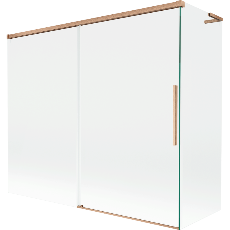 Mexen Rox L vonios kambario užtvara, dviejų dalių 180 + 80 x 150 cm, skaidri, šepetėta bronza - 8C9L-180-080-65-00