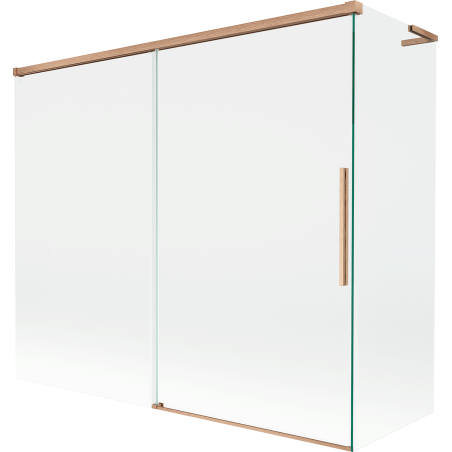 Mexen Rox L vonios kambario užtvara, dviejų dalių 180 + 80 x 150 cm, skaidri, šepetėta bronza - 8C9L-180-080-65-00