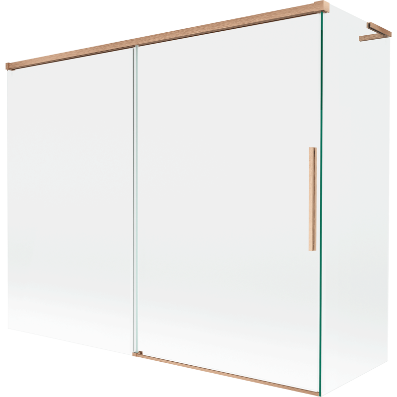 Mexen Rox L vonios pertvara su 2 slankiojančiais sparnais 190 + 80 x 150 cm, skaidrus, šlifuoto vario - 8C9L-190-080-65-00