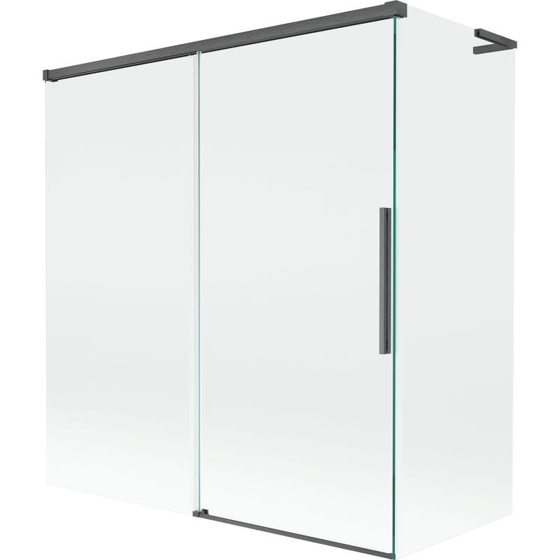 Mexen Rox L vonios ekranas 2 dalių stumdomas 150 + 70 x 150 cm, skaidrus, ginklų pilka šukuota - 8C9L-150-070-66-00