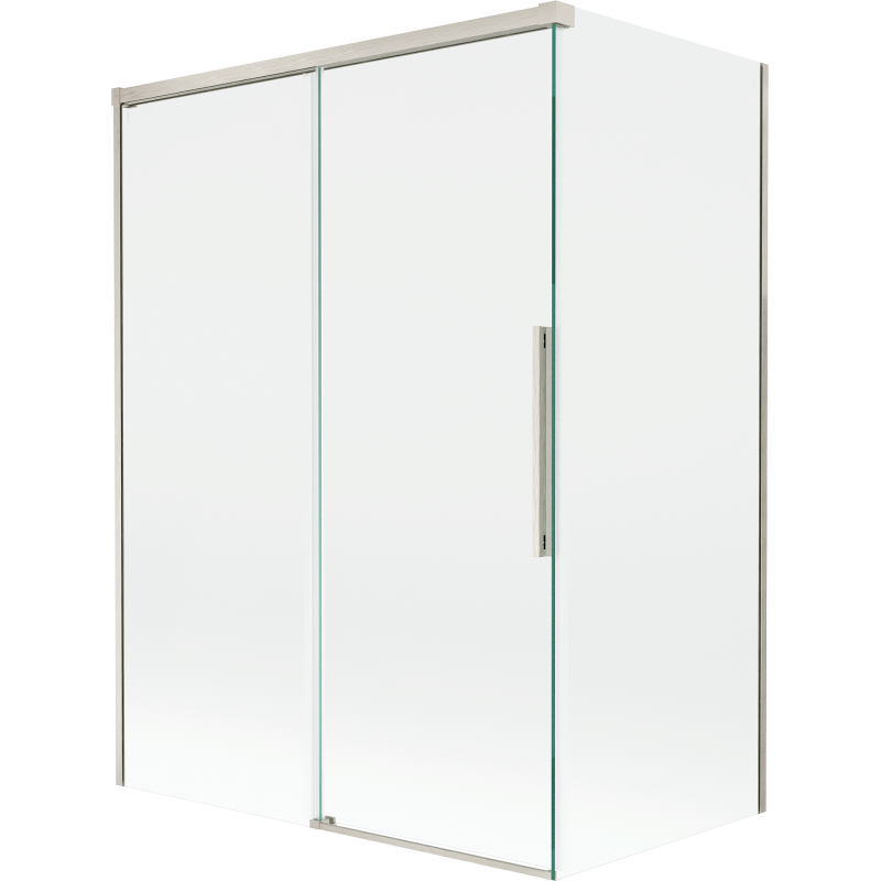 Mexen Rox dušo ekranas, 2-dalių, stumdomas 120 + 70 x 150 cm, skaidrus, šepečiu nikeliuotas - 8C9-120-070-97-00