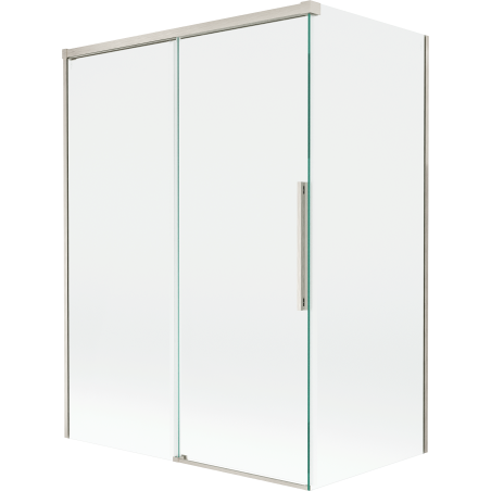 Mexen Rox dušo ekranas, 2-dalių, stumdomas 120 + 70 x 150 cm, skaidrus, šepečiu nikeliuotas - 8C9-120-070-97-00