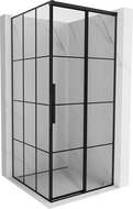 Mexen Rox stumdomų durų dešinysis dušo kabinas 100 x 100 cm, juodas tinklelis, juodas - 8C2-100-100-70-77-P