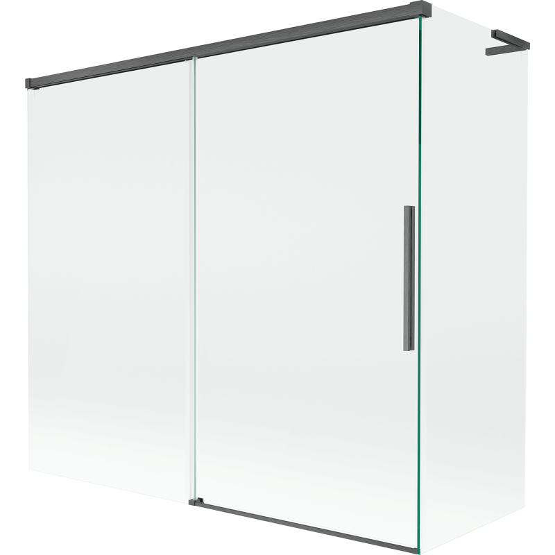 Mexen Rox L vonios širmos 2-dalių ištraukiamos 170 + 75 x 150 cm, skaidrios, šlifuotas ginklų pilkas - 8C9L-170-075-66-00