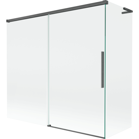 Mexen Rox L vonios širmos 2-dalių ištraukiamos 170 + 75 x 150 cm, skaidrios, šlifuotas ginklų pilkas - 8C9L-170-075-66-00