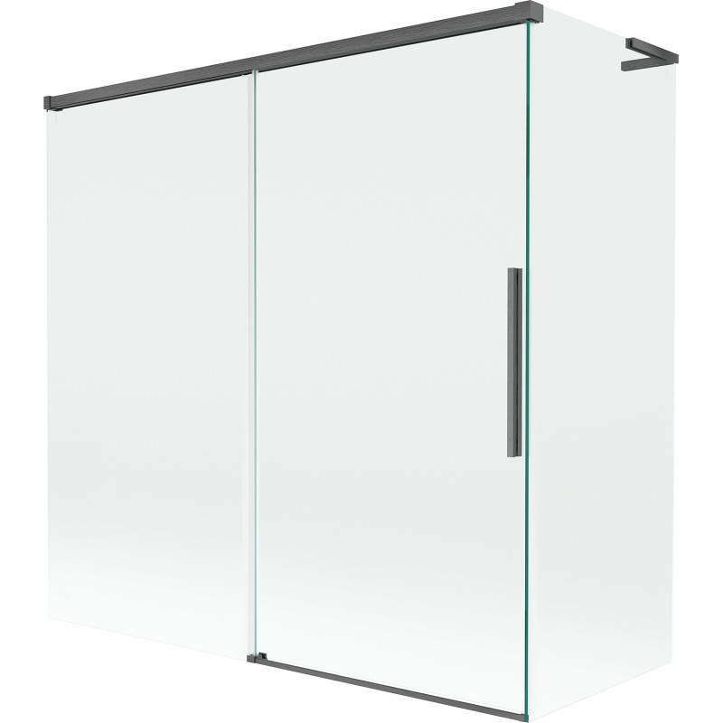 Mexen Rox L 2 dalių stumdomas vonios ekranas 160 + 80 x 150 cm, skaidrus, šlifuotas pilkšvai pilkas - 8C9L-160-080-66-00